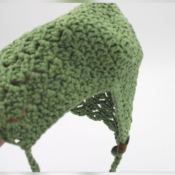 Toddler Handmade Crocheted Bonnet Green (2T-3T) - Picture 4 of 5